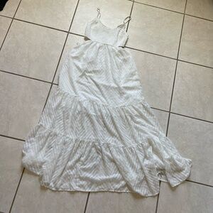 509. Shein White  Maxi Dress with Side Cutout Size medium